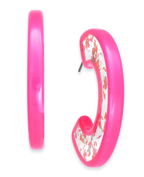 INC Gold-Tone Medium Resin Speckle Hoop Earrings, 1.75"
